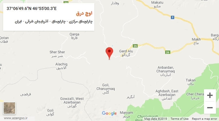 روستای اوچ درق بر روی نقشه