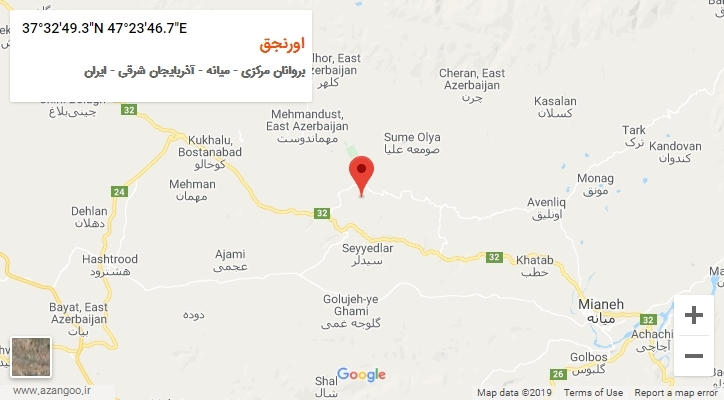 روستای اورنجق بر روی نقشه