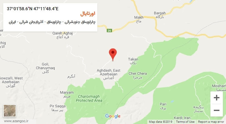 روستای اورتایال بر روی نقشه