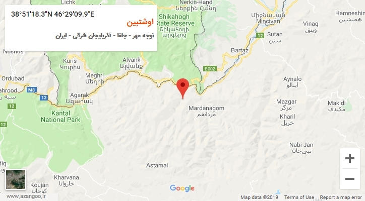 روستای اوشتبین بر روی نقشه