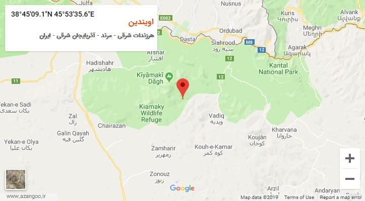روستای اویندین بر روی نقشه
