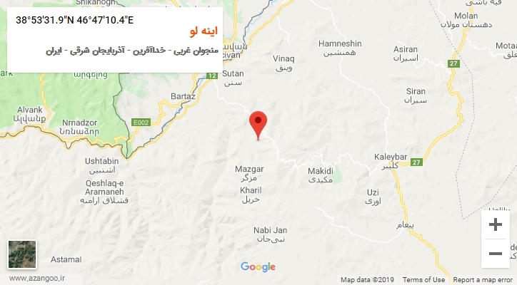 روستای اینه لو بر روی نقشه