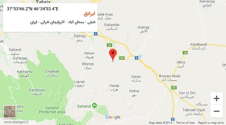 روستای ایرانق بر روی نقشه
