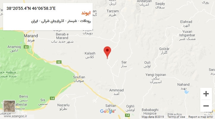 روستای ایوند بر روی نقشه