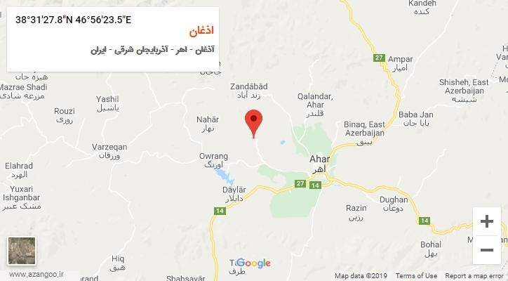 روستای اذغان بر روی نقشه