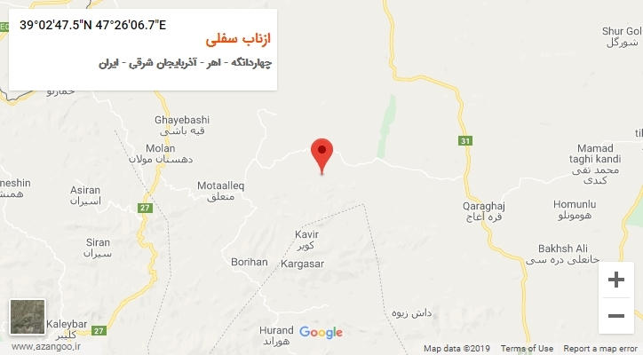 روستای ازناب سفلی بر روی نقشه