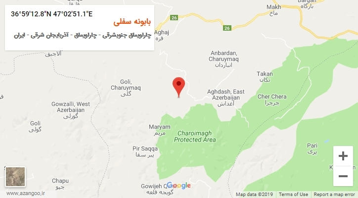 روستای بابونه سفلی بر روی نقشه