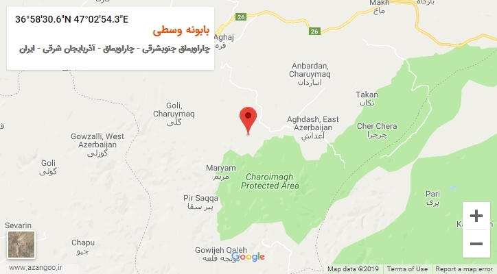 روستای بابونه وسطی بر روی نقشه