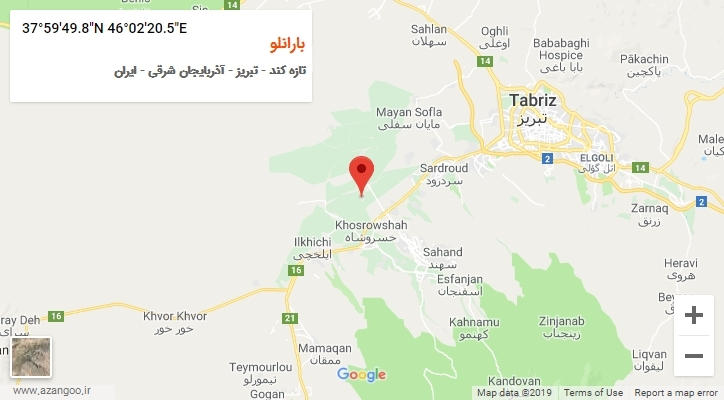 روستای بارانلو بر روی نقشه