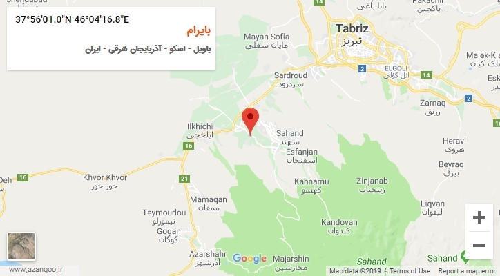 روستای بایرام بر روی نقشه