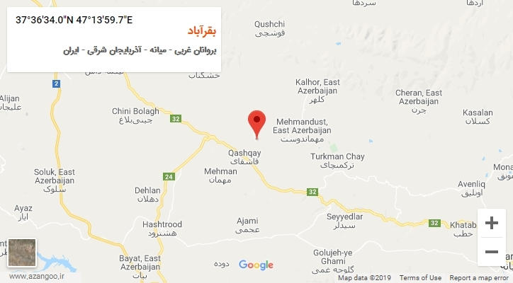 روستای بقرآباد بر روی نقشه
