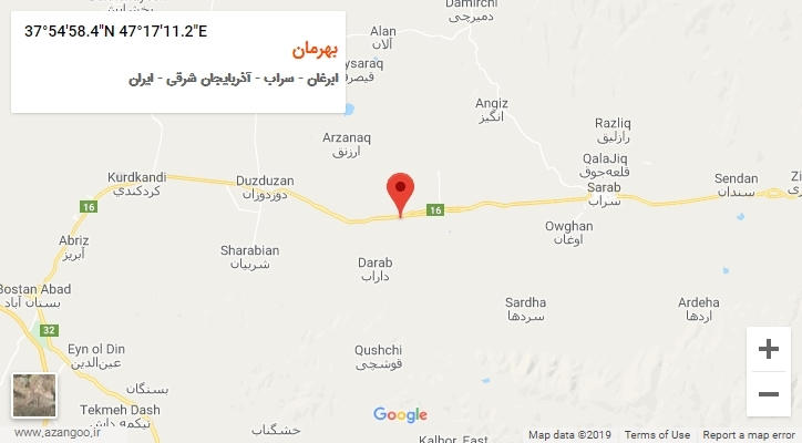 روستای بهرمان بر روی نقشه
