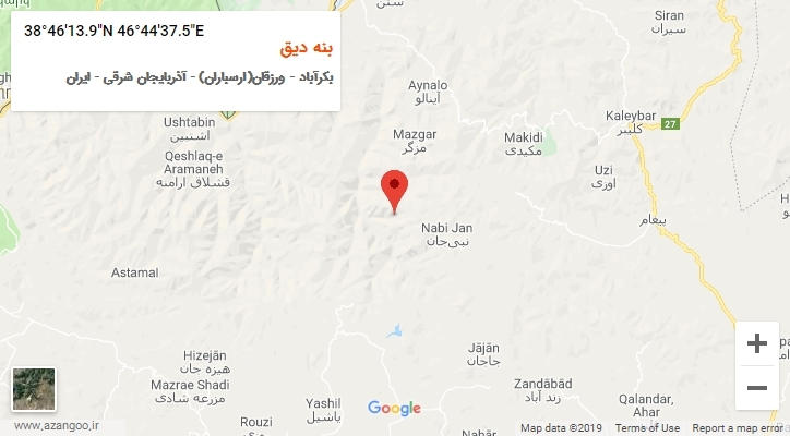 روستای بنه دیق بر روی نقشه