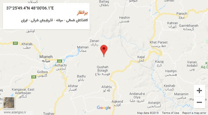 روستای برانقار بر روی نقشه