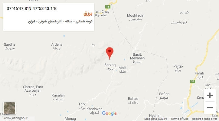 روستای برزق بر روی نقشه