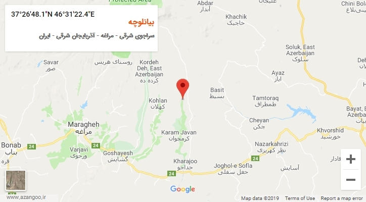 روستای بیانلوچه بر روی نقشه