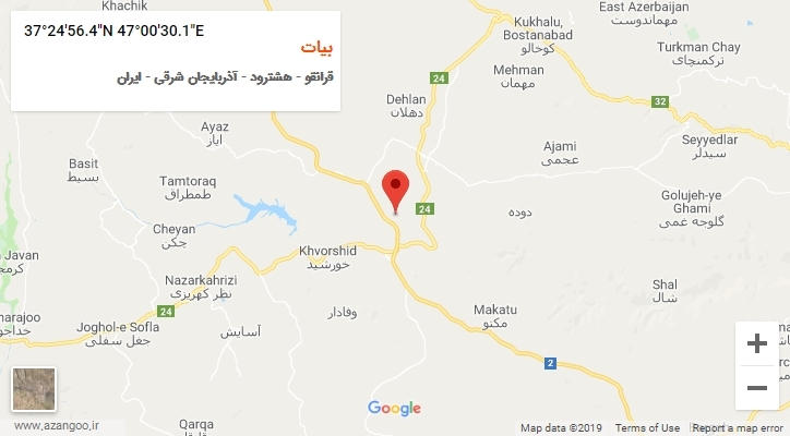روستای بیات بر روی نقشه