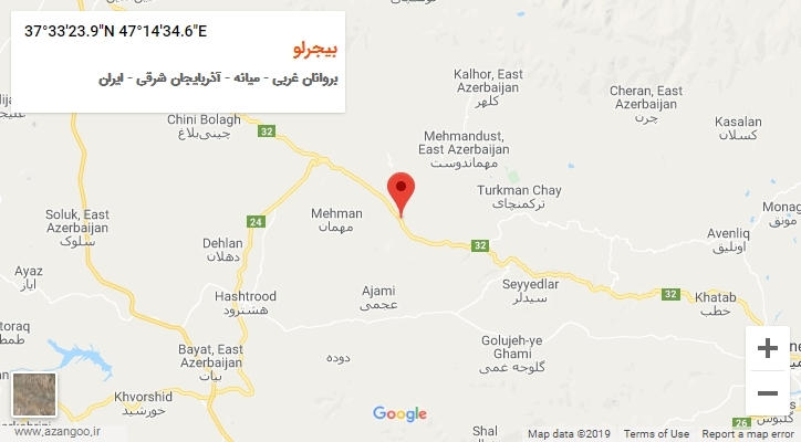 روستای بیجرلو بر روی نقشه