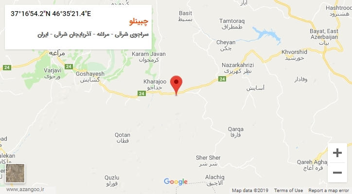 روستای چبینلو بر روی نقشه