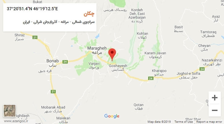 روستای چکان بر روی نقشه