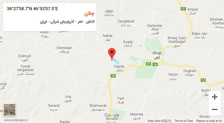روستای چلان بر روی نقشه