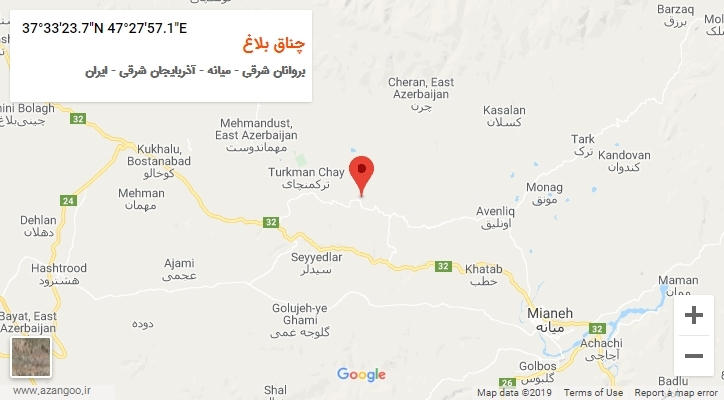 روستای چناق بلاغ بر روی نقشه