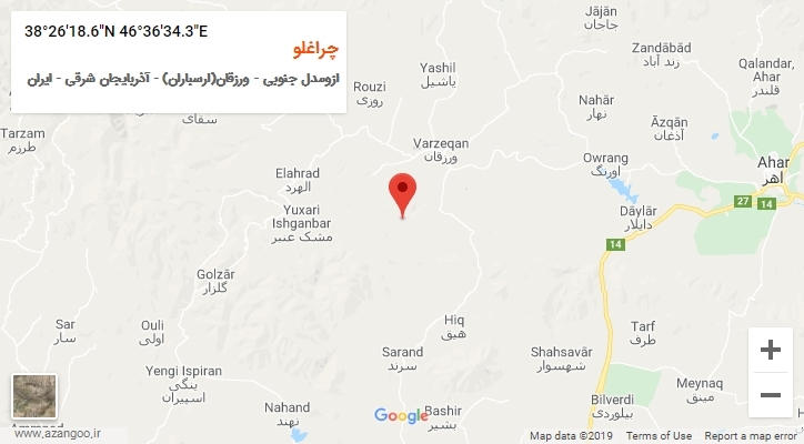 روستای چراغلو بر روی نقشه