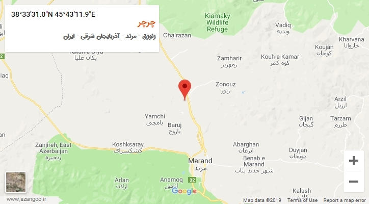 روستای چرچر بر روی نقشه