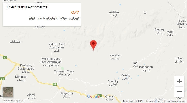 روستای چرن بر روی نقشه