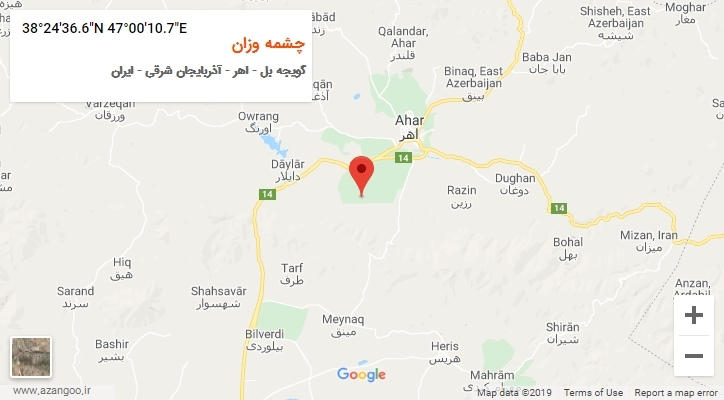 روستای چشمه وزان بر روی نقشه