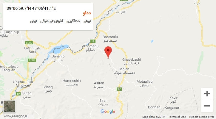 روستای ددلو بر روی نقشه