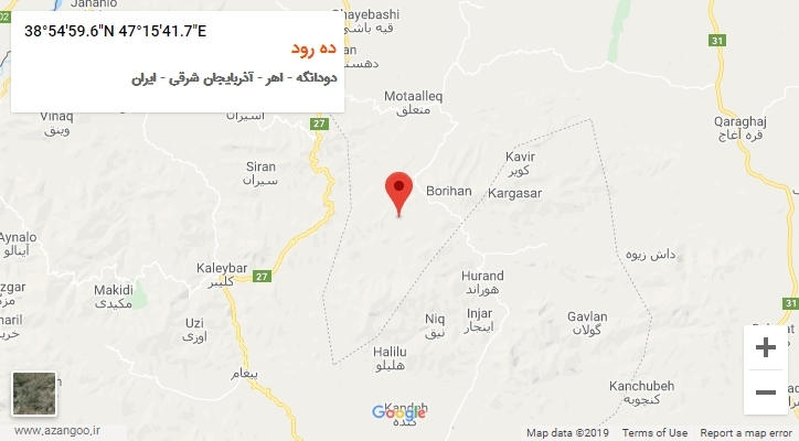 روستای ده رود بر روی نقشه