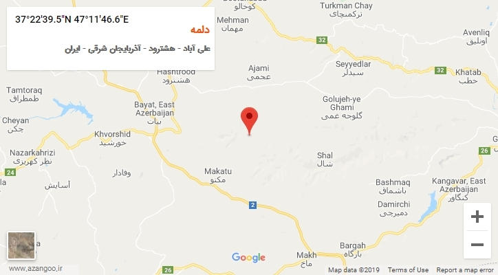 روستای دلمه بر روی نقشه