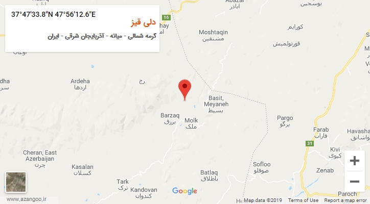 روستای دلی قیز بر روی نقشه