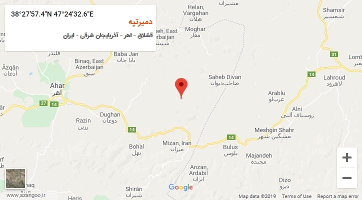 روستای دمیرتپه بر روی نقشه