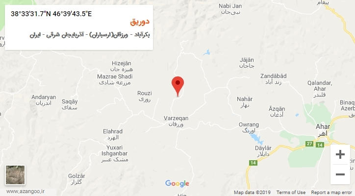 روستای دوریق بر روی نقشه