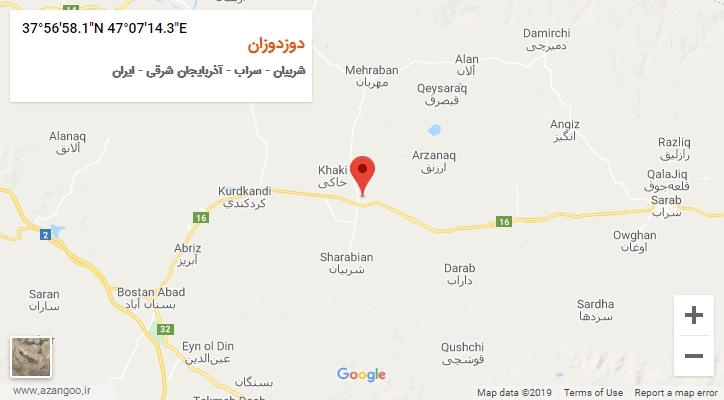 روستای دوزدوزان بر روی نقشه