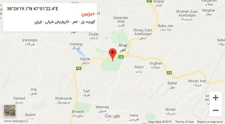 روستای دیزبین بر روی نقشه