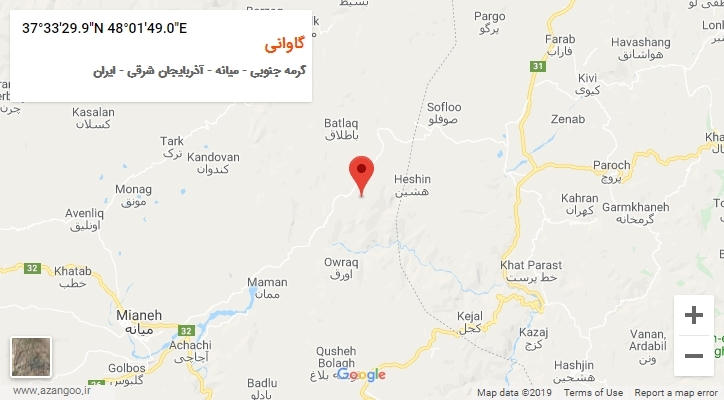 روستای گاوانی بر روی نقشه