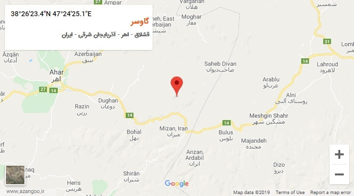 روستای گاوسر بر روی نقشه