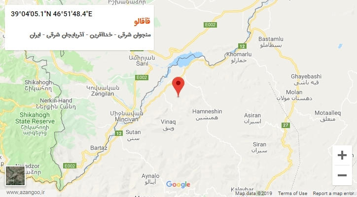 روستای قآقالو بر روی نقشه