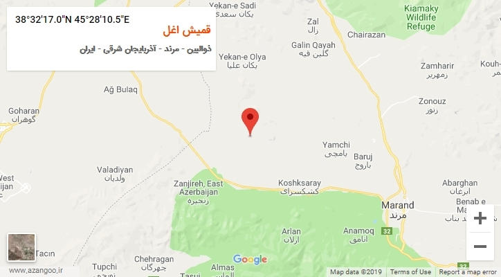 روستای قمیش اغل بر روی نقشه