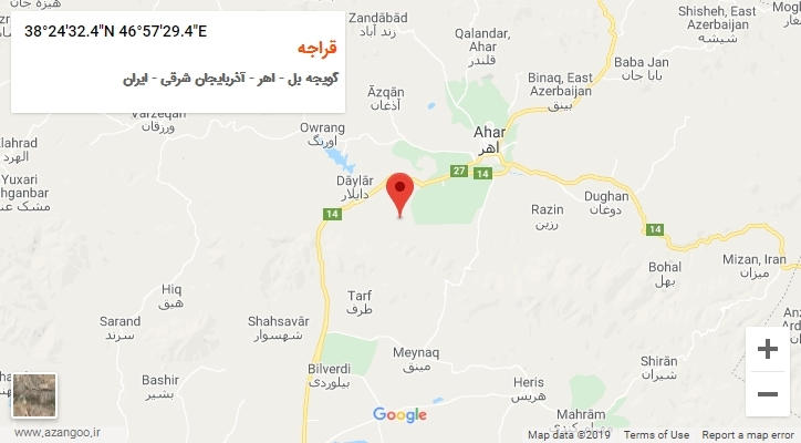 روستای قراجه بر روی نقشه