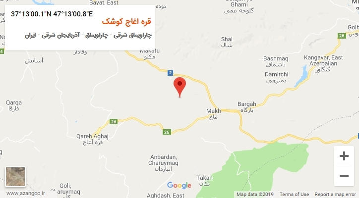 روستای قره اغاج کوشک بر روی نقشه