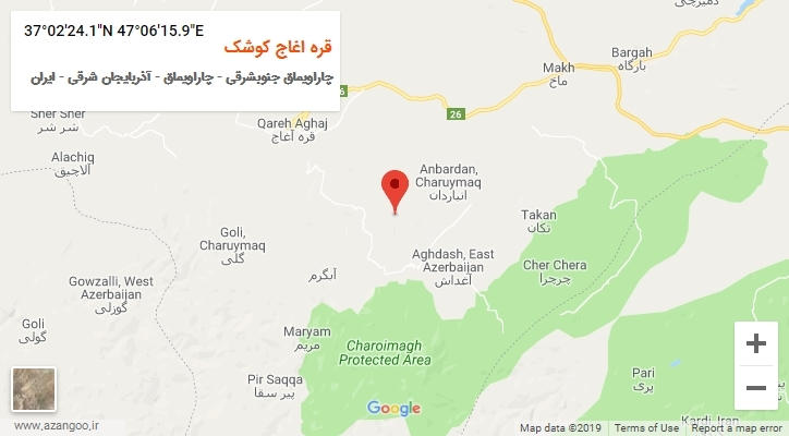 روستای قره اغاج کوشک بر روی نقشه