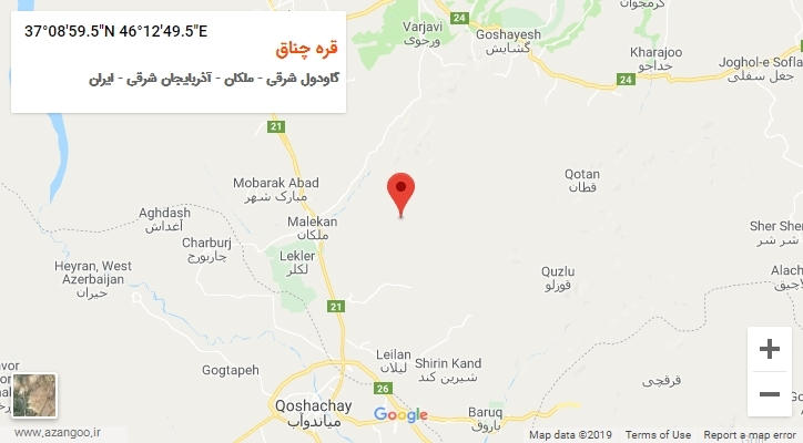 روستای قره چناق بر روی نقشه