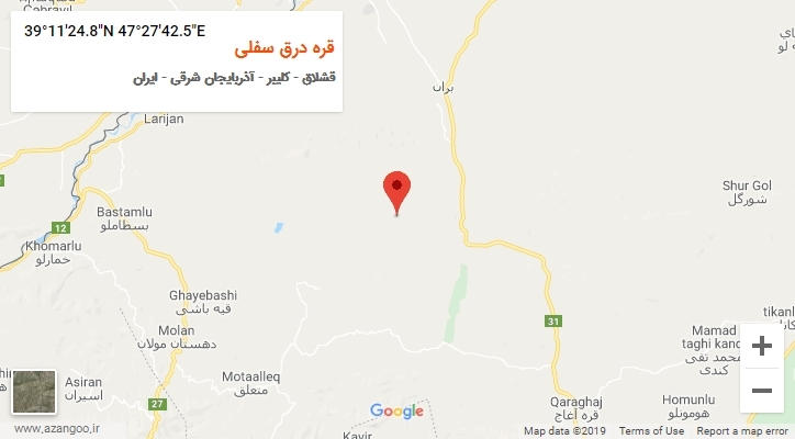 روستای قره درق سفلی بر روی نقشه