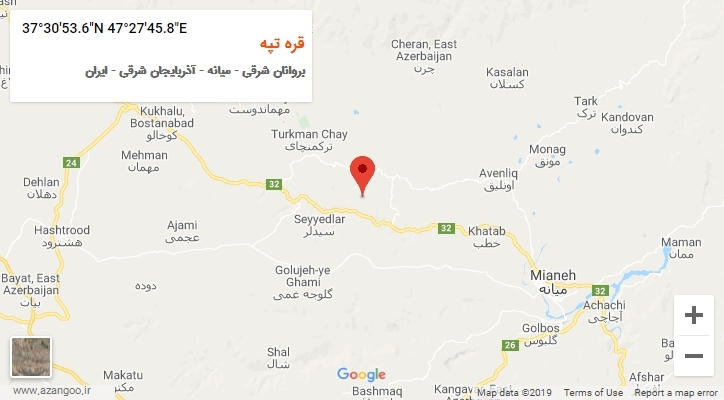 روستای قره تپه بر روی نقشه