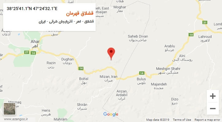 روستای قشلاق قهرمان بر روی نقشه