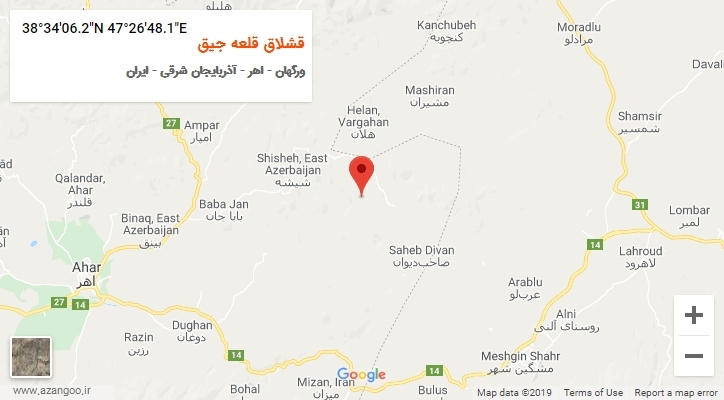 روستای قشلاق قلعه جیق بر روی نقشه